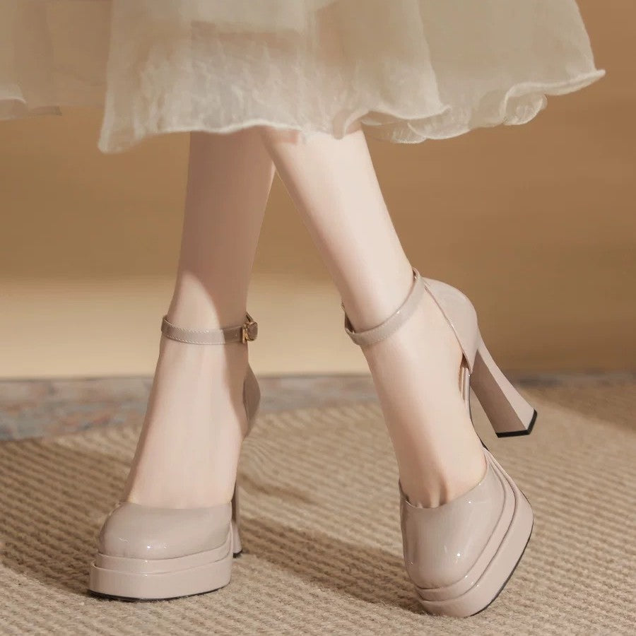 Damen Hochhackige Plateau-Pumps mit verstellbarem Riemchen R&B
