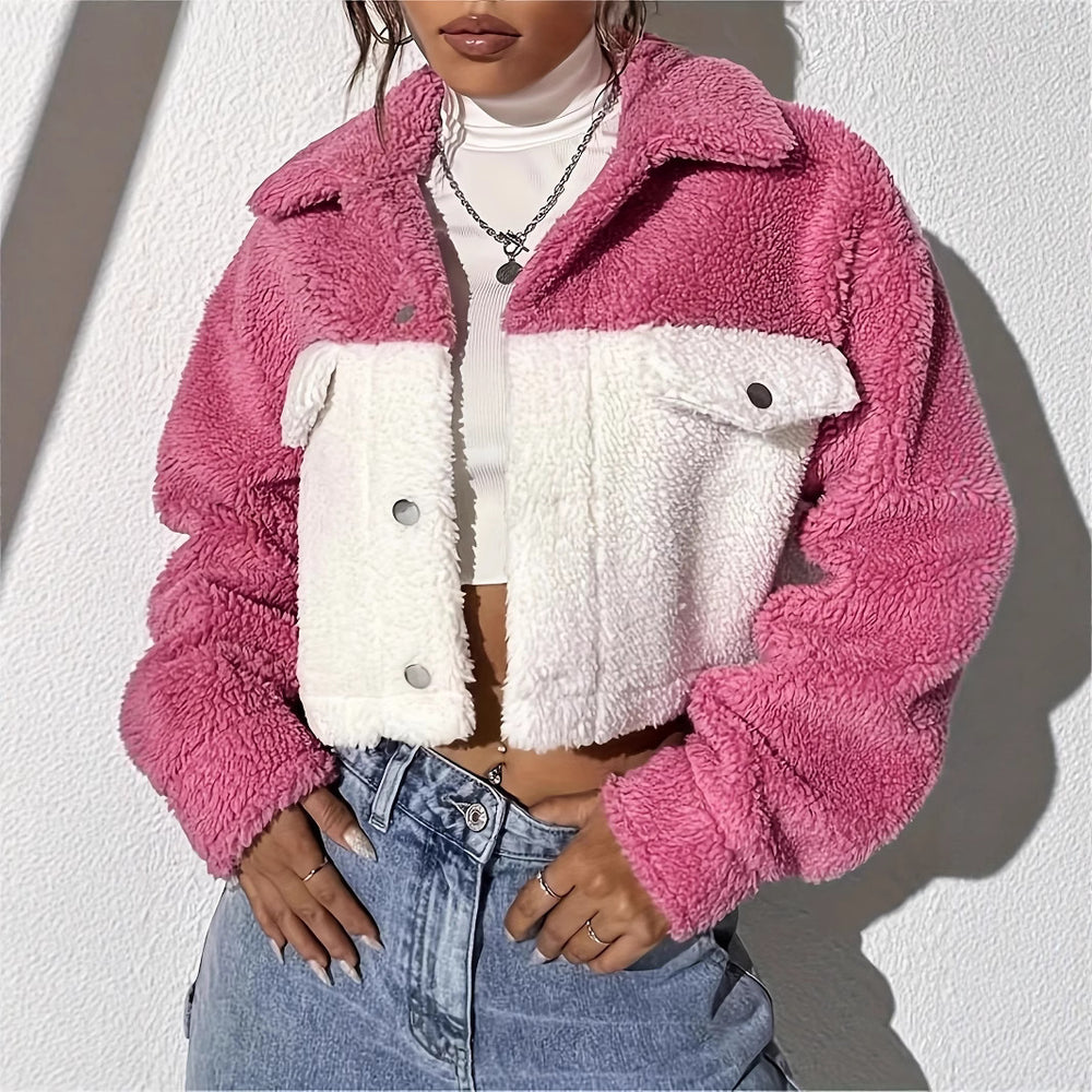 Damen Fleecejacke im Oversize-Stil mit Taschen R&B