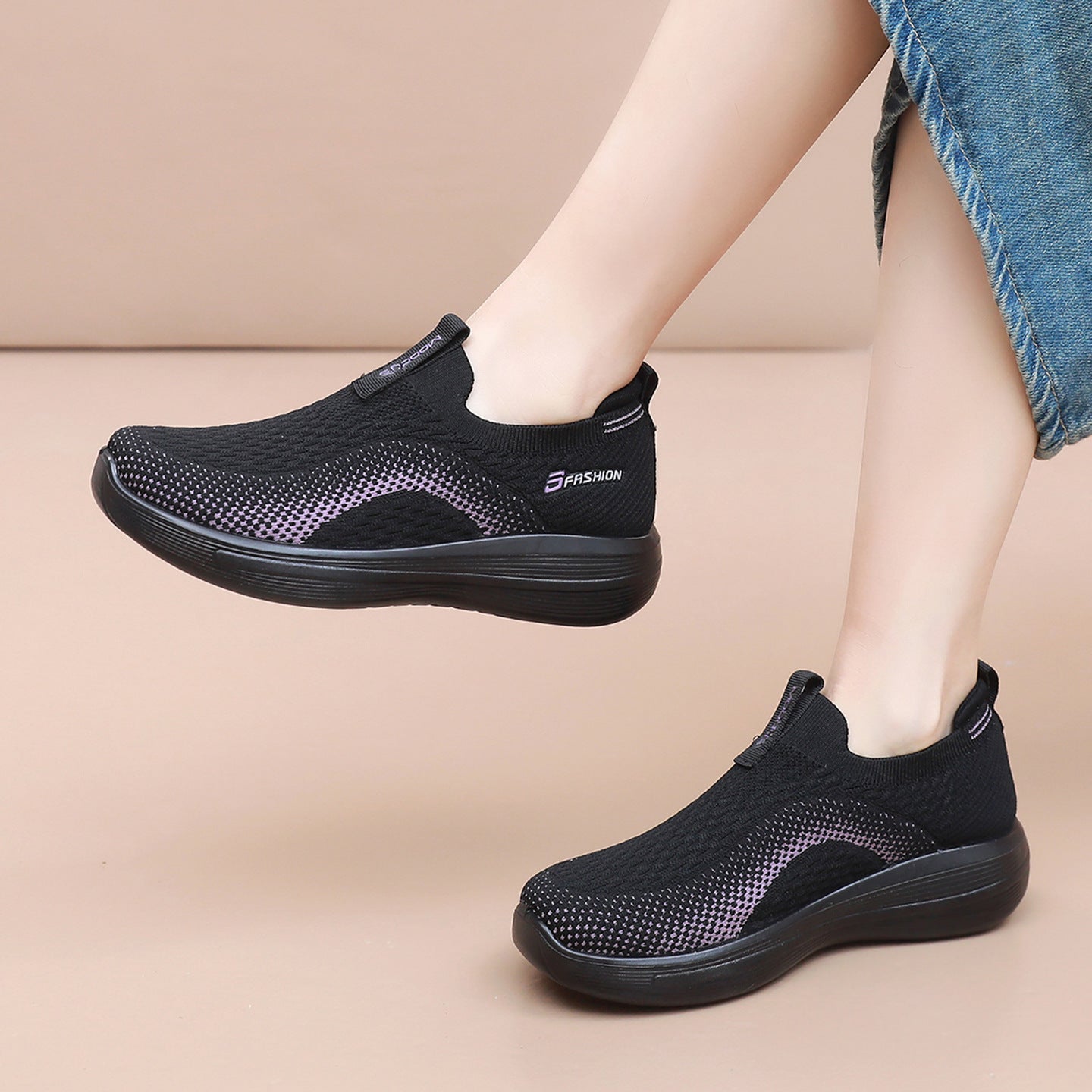 Damen Bequeme Slip-On Sneakers mit flexiblem Komfortdesign R&B