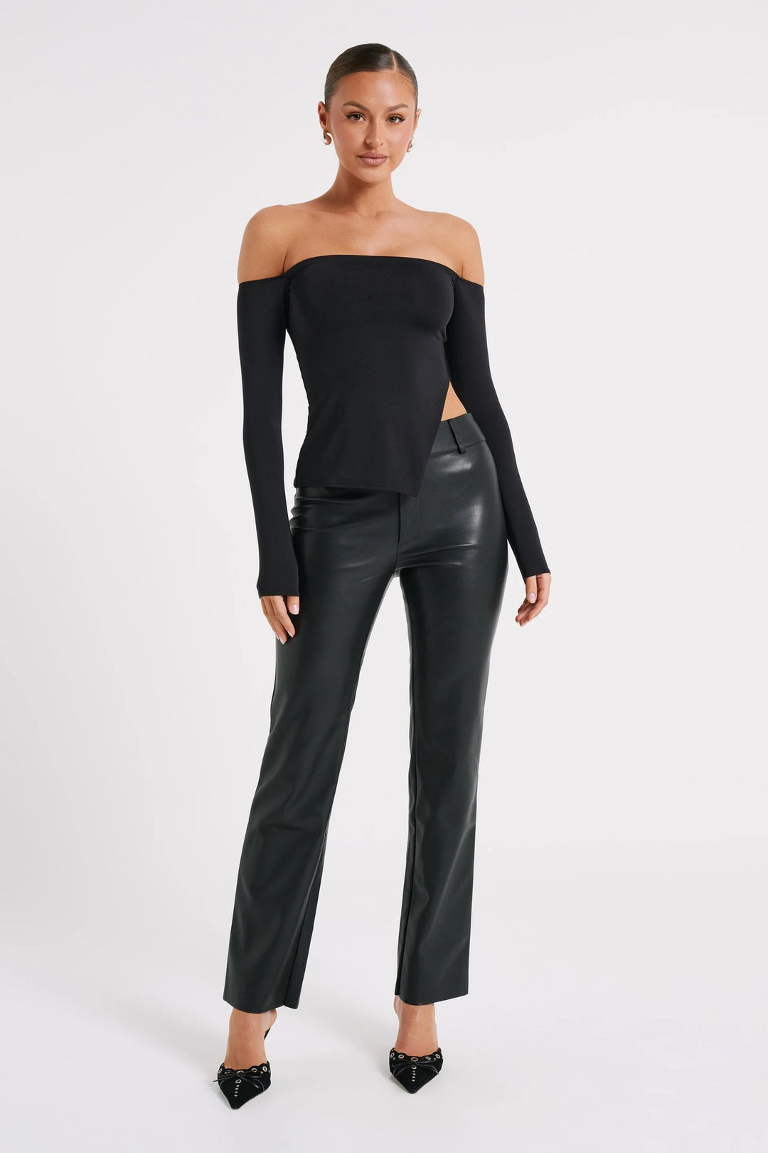 Damen Off-Shoulder Langarmtop R&B