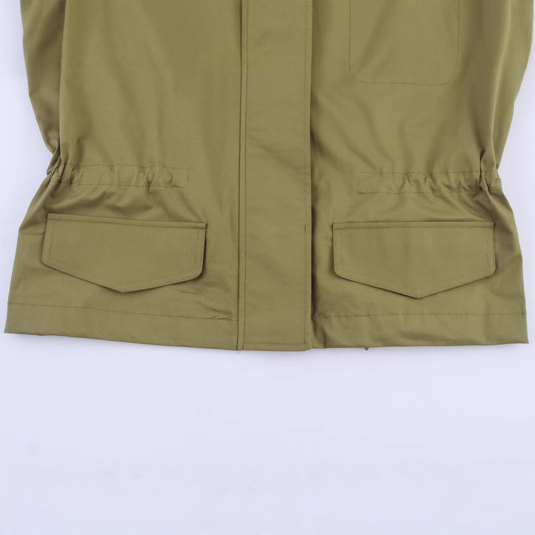 Damen lässige Utility-Jacke mit praktischem Kordelzug und großen Taschen R&B