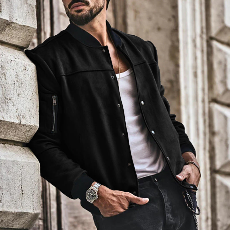 Herren sportliche Collegejacke mit seitlichen Reißverschlusstaschen R&B