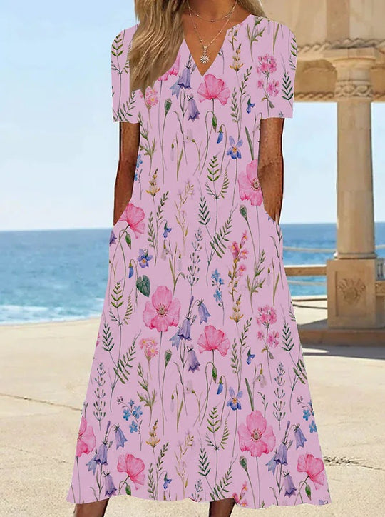 Damen Blumengemusterte Sommerkleid mit Taschen R&B