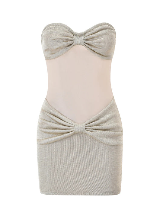 Damen Bandeau Minikleid mit raffiniertem Rüschenelement R&B