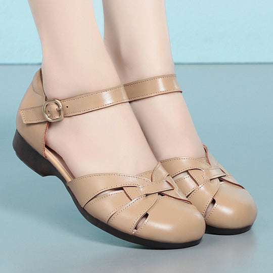 Damen Ballerinas mit offenem Zeh und verstellbarem Riemen R&B