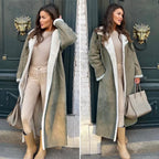 Damen Eleganter Kunstfellmantel mit übergroßem Revers und bequemen Taschen R&B