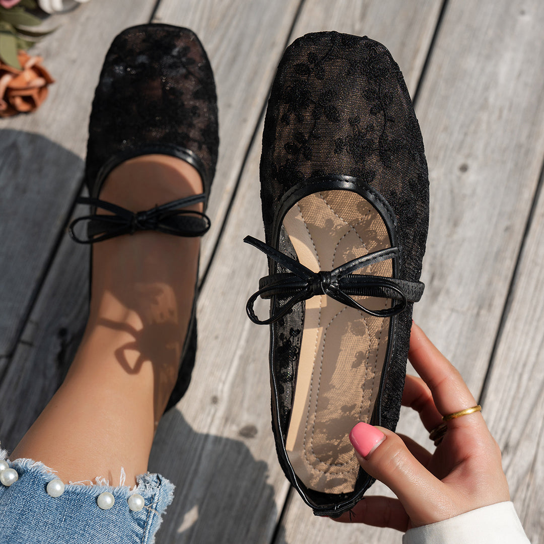 Damen Elegante Spitzenschuhe mit dekorativen Schleifen und funkelnden Akzenten R&B