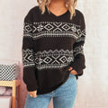 Damen gemütlicher Strickpullover mit traditionellem Muster R&B
