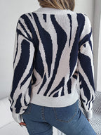 R&B | Strickpullover mit Muster V-ausschnitt Design Trendy und Bequem
