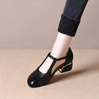 Damen Elegante T-Strap Pumps mit geflochtenem Detail und modischem Absatz R&B