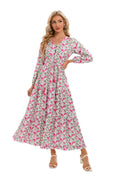 Damen Maxikleid mit elegantem Paisleymuster und Knopfdetails R&B