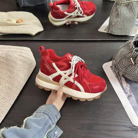 Damen Sportliche Chunky Sneakers mit rutschfester Sohle und atmungsaktiver Obermaterialstruktur R&B