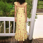 Damen Maxikleid mit floralen Rüschen und elegantem Schnitt R&B