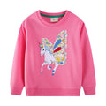 Mädchen Sweatshirt mit zauberhaftem Einhorn-Design und bunten Blumenapplikationen R&B