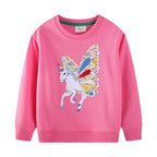 Mädchen Sweatshirt mit zauberhaftem Einhorn-Design und bunten Blumenapplikationen R&B