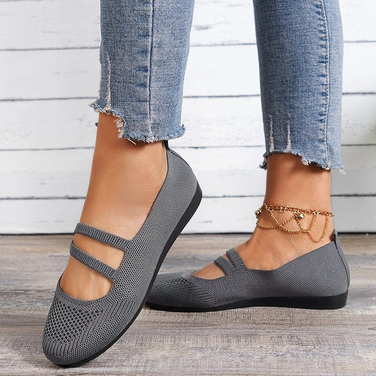 Damen Geflochtene und atmungsaktive Ballerinas R&B