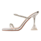 Damen elegante High Heel Sandalen mit glitzernden Strassverzierungen R&B