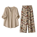 Damen Freizeitoberteil und Blumenhose R&B
