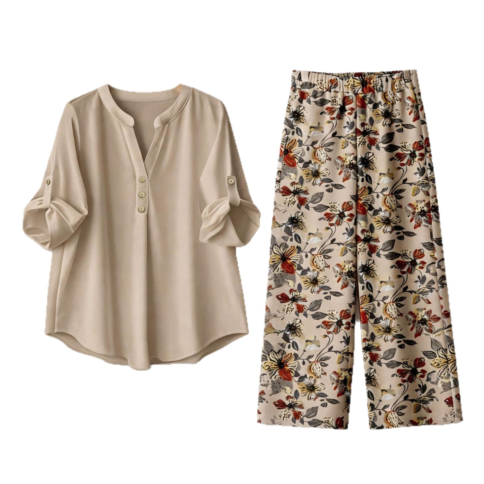 Damen Freizeitoberteil und Blumenhose R&B