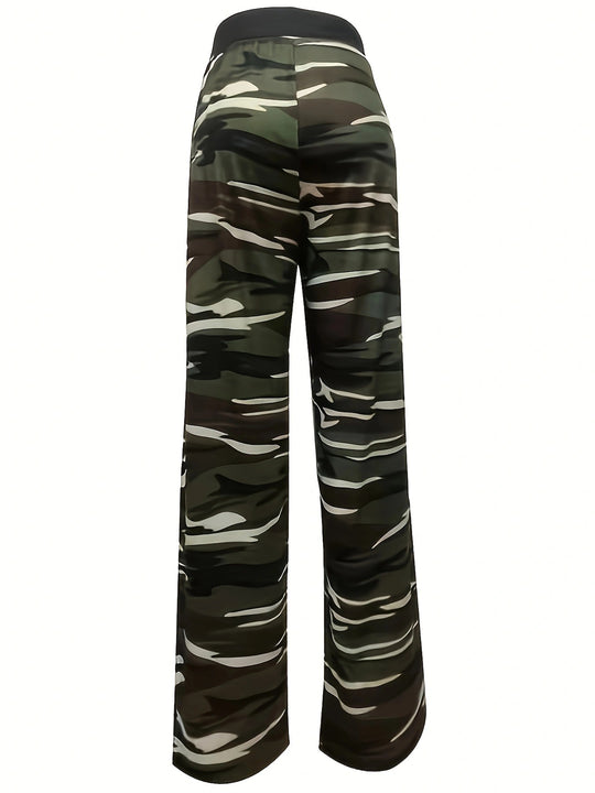 Damen Bequeme Freizeit-Hose mit Kordelzug und camouflagemuster R&B