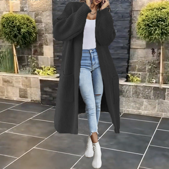 Damen Grobstrickcardigan mit tiefen Taschen und voluminösen Ärmeln R&B