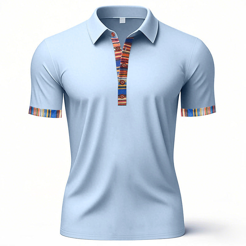 Herren Polo-Shirt mit buntem Kragen und strukturierter Optik R&B
