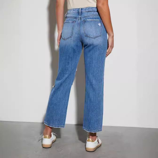 Damen Destroyed Jeans im modischen Bootcut-Stil