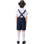 Unisex nan festliche Kinderhose mit verstellbaren Hosenträgern und Ziergürtel R&B