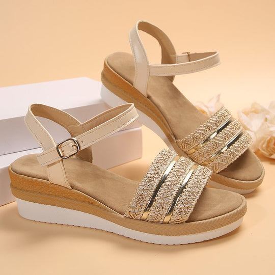 Damen Moderne Riemchen-Plateausandalen mit Glitzerapplikationen R&B