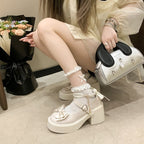 Damen Plateauschuhe mit dekorativem Perlenriemen und Schleifendetail R&B