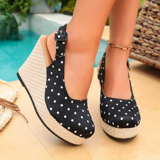 Damen Wedge-Pantoletten mit verspieltem Punktedesign R&B