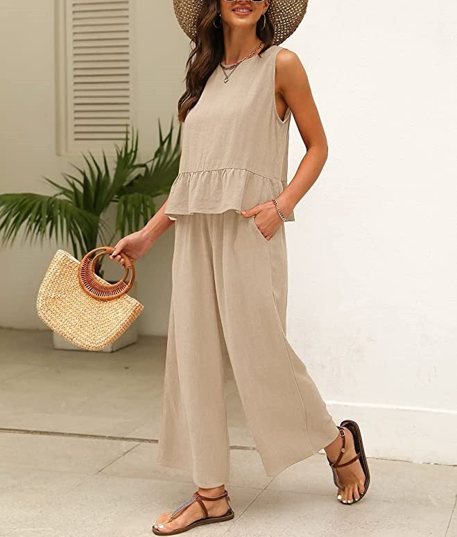 Damen luftiges Jumpsuit mit Rüschensaum R&B