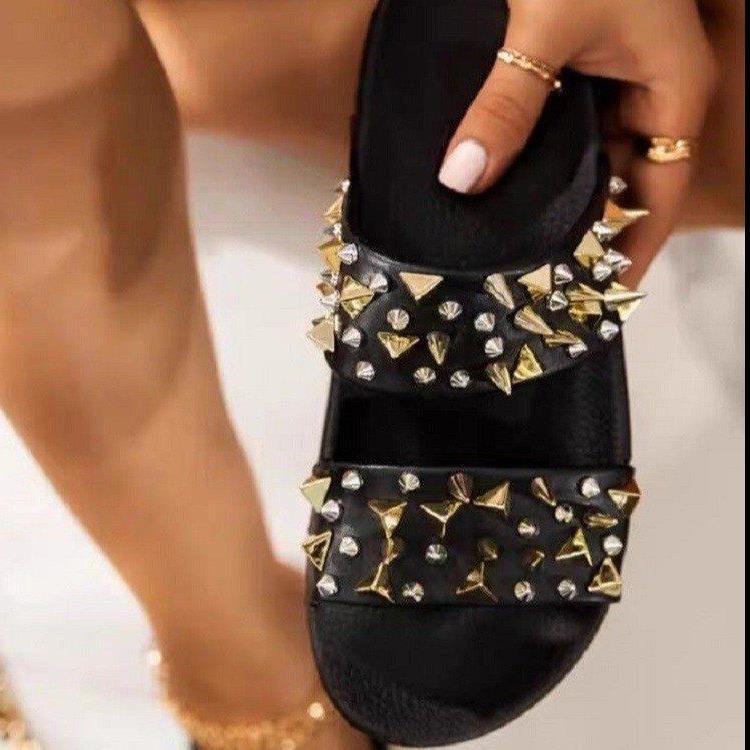 Damen Glamouröse Slides mit Nietenverzierung R&B