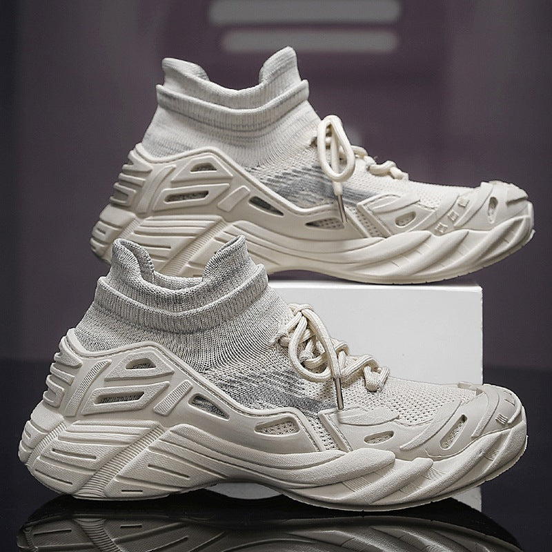 Damen Sportliche Sneakers mit atmungsaktiver Strick-Oberfläche und rutschfester Laufsohle R&B