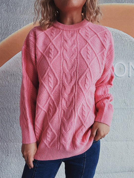 Damen Grobstrickpullover mit elegantem Zopfdesign und lässigem Schnitt R&B