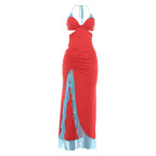 Damen Maxi-Kleid mit raffiniertem Drapierungsdesign und seitlichem Schlitz R&B