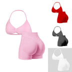 Damen Sport-Bikini-Oberteil mit hoch geschnittenen Shorts und nahtlosem Design R&B