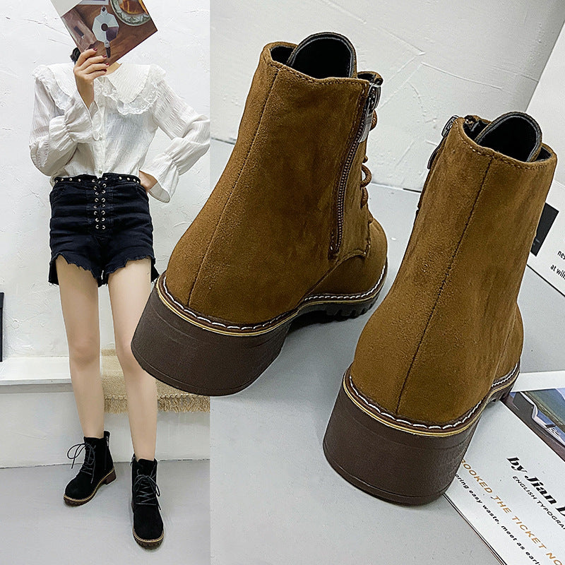 Damen modische Ankle-Stiefel aus Wildleder mit zusätzlichem Reißverschluss und leichter Profilsohle R&B