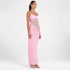 Damen Elegantes Maxikleid mit transparenten Spitzendetails und figurbetontem Schnitt R&B