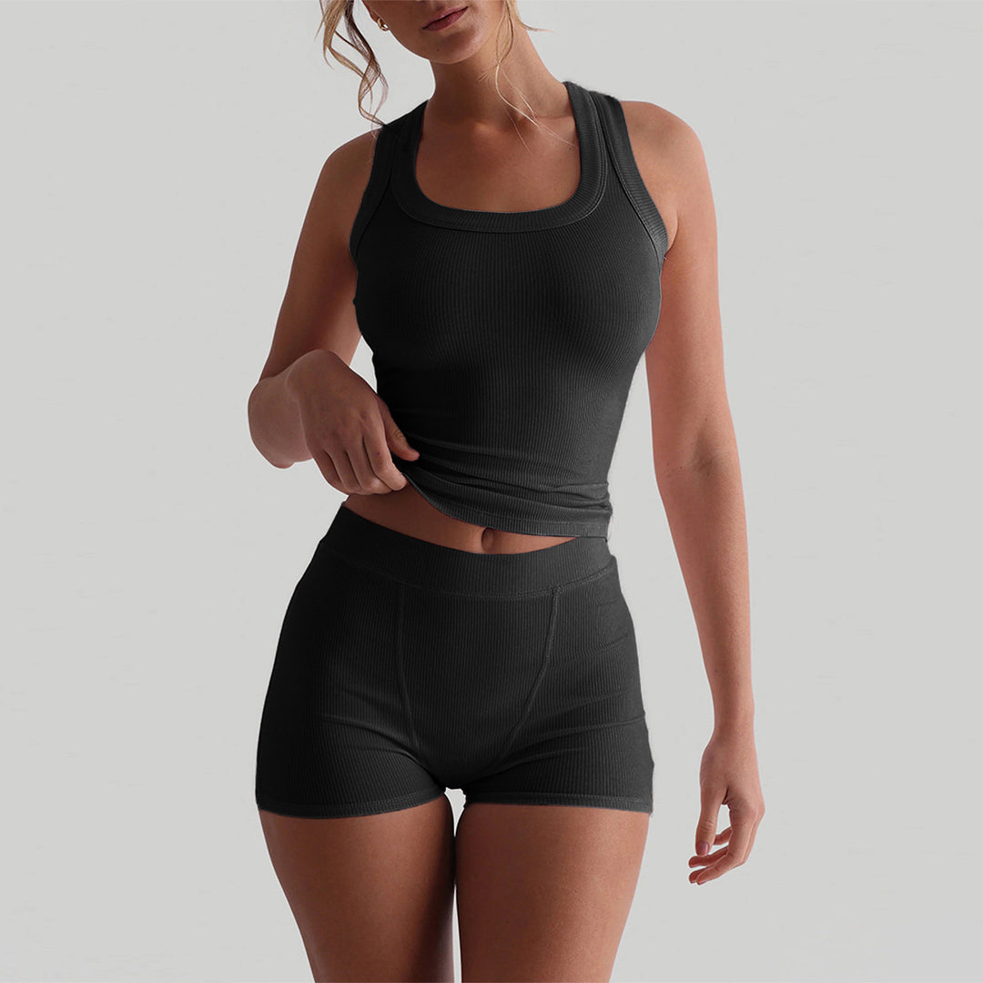 Damen Sportliches Tanktop und Shorts Set R&B