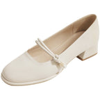 Damen elegante Mary Jane Pumps mit modischem Blockabsatz und feinem Schnallenakzent R&B