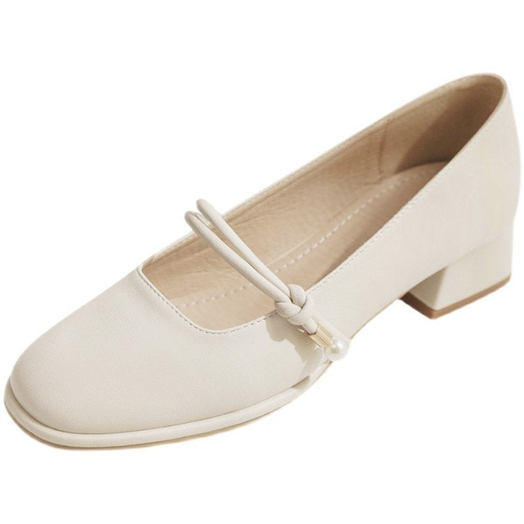 Damen elegante Mary Jane Pumps mit modischem Blockabsatz und feinem Schnallenakzent R&B