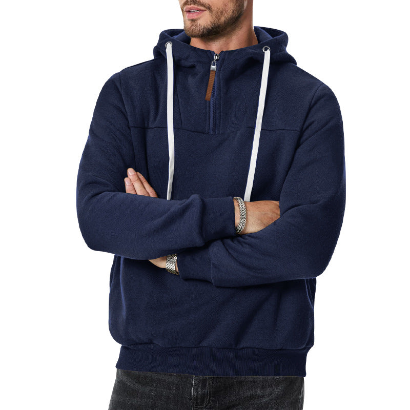 Herren lässiger Kapuzenpullover mit hochwertigem Reißverschluss und strukturiertem Stoff R&B