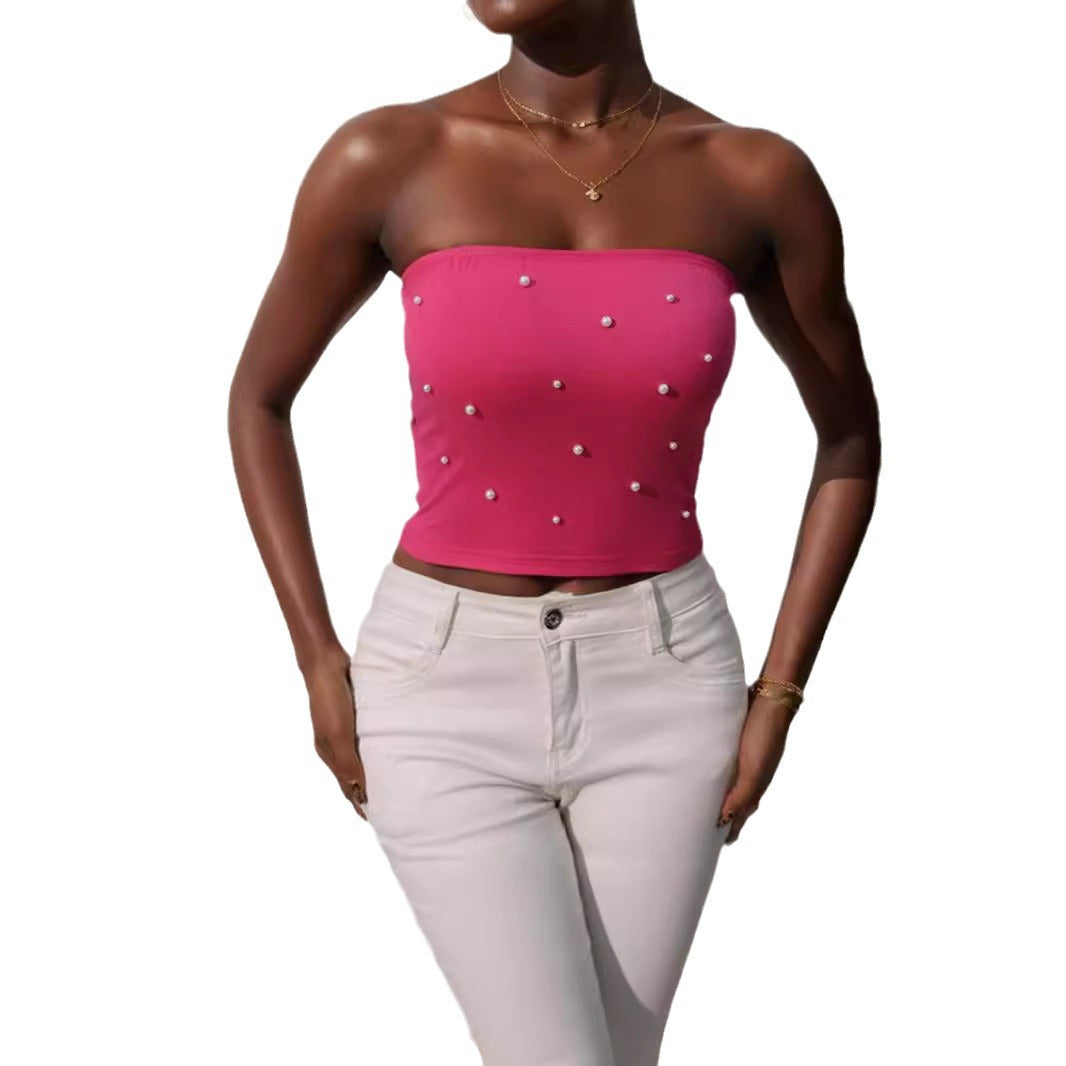 Damen Bandeau-Top mit eleganten Perlenapplikationen R&B