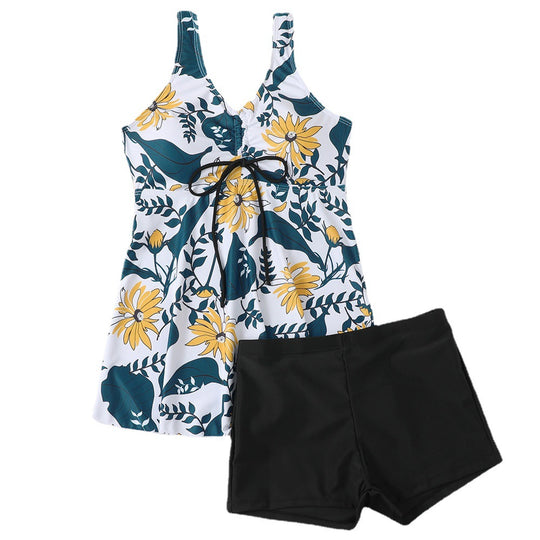 Damen Tankini-Set mit modischem Blumendruck und Rüschen R&B