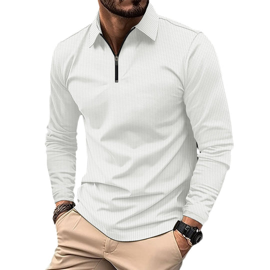 Herren Langarmshirt mit modernem Reißverschluss und strukturiertem Design R&B