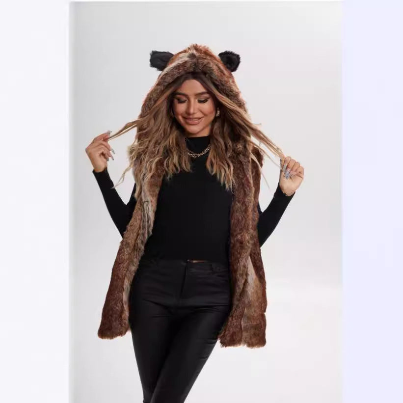 Damen Verspielt designte Fleece-Weste mit Kapuze R&B