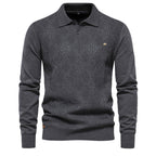 Herren Polo-Pullover mit strukturiertem Diamantmuster und klassischem Kragen