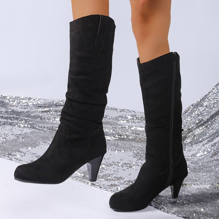 Damen elegante Overknee-Stiefel mit hohem Absatz R&B