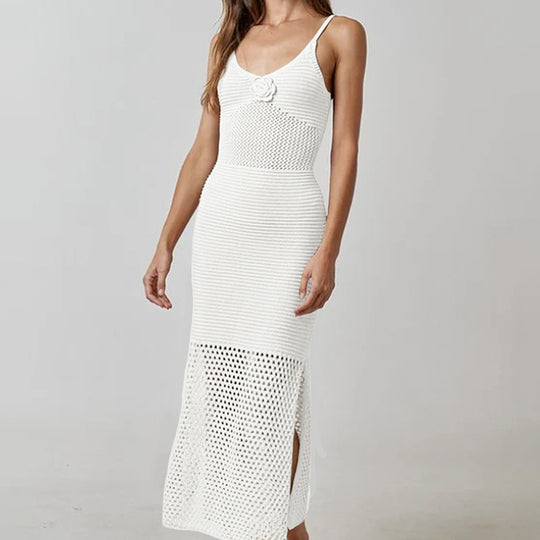 Damen luftiges Netzkleid mit seitlichen Schlitzen und raffinierter Struktur R&B